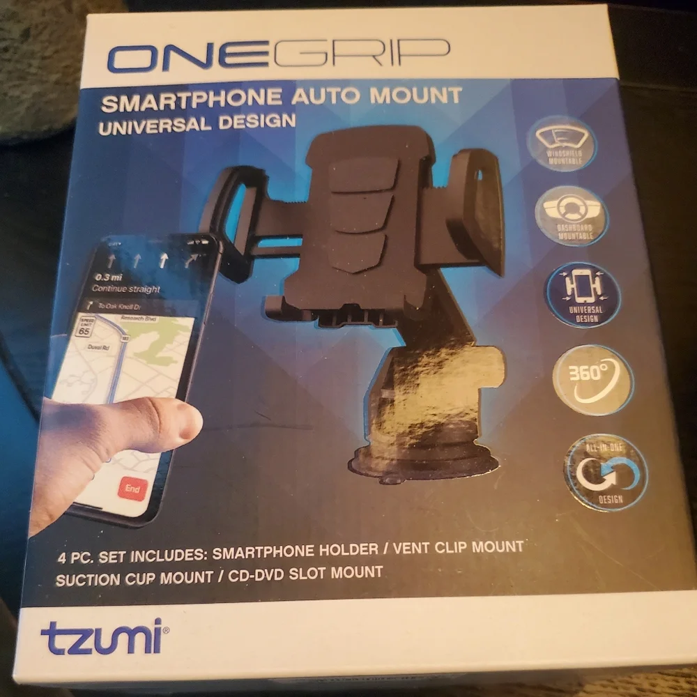 Tzumi ONEGRIP Universal Smartphone Auto Mount - Black